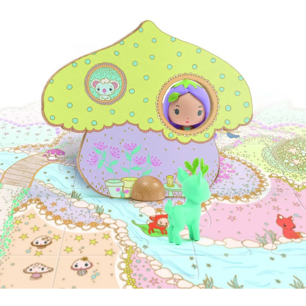 LILY TINYLY puzzle tekturowe 24 el. z figurką Djeco 4+