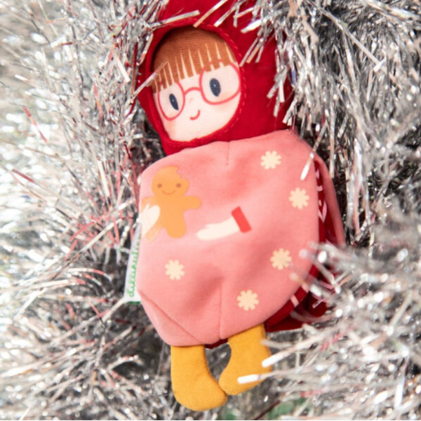 RÓŻOWA BOMBKA świąteczna przytulanka dwustronna zawieszka na choinkę Lilliputiens 2+