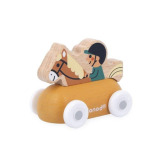 Jeździec na koniu BIAŁA DOLINA drewniany pojazd góry Cross Roads Janod 12m+