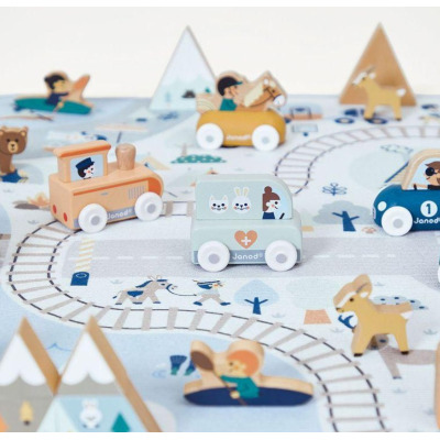 Samochód weterynarza BIAŁA DOLINA drewniany pojazd góry Cross Roads Janod 12m+