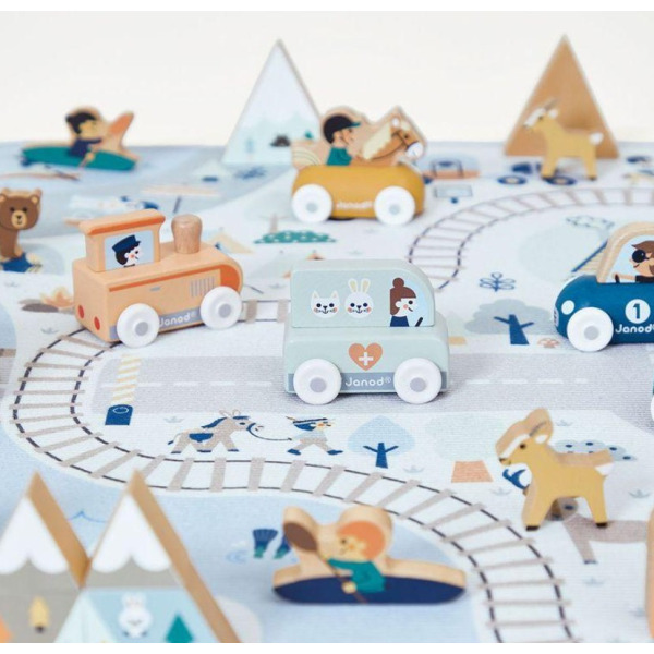 Samochód weterynarza BIAŁA DOLINA drewniany pojazd góry Cross Roads Janod 12m+