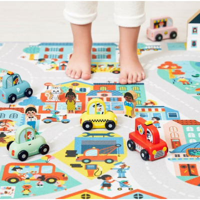 Wóz strażacki MIASTO drewniany pojazd Cross Roads Janod 12m+