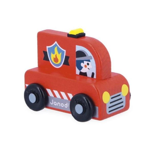 Wóz strażacki MIASTO drewniany pojazd Cross Roads Janod 12m+