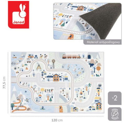 BIAŁA DOLINA mata do zabawy dywanik z drogą góry Cross Roads Janod 2+