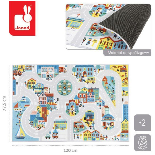 MIASTO mata do zabawy dywanik z drogą Cross Roads  Janod 2+