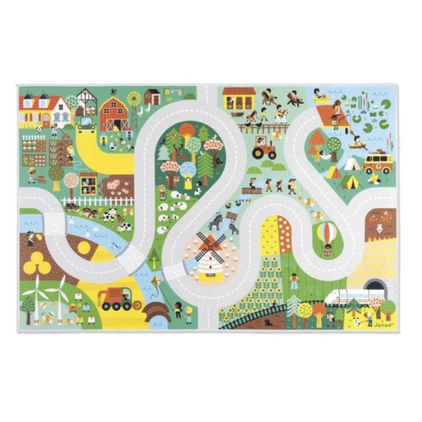 WIEŚ mata do zabawy dywanik z drogą farma Cross Roads Janod 2+
