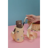 NIEDŹWIEDŹ brązowa butelka termiczna ze słomką 460 ml Bestie Asobu