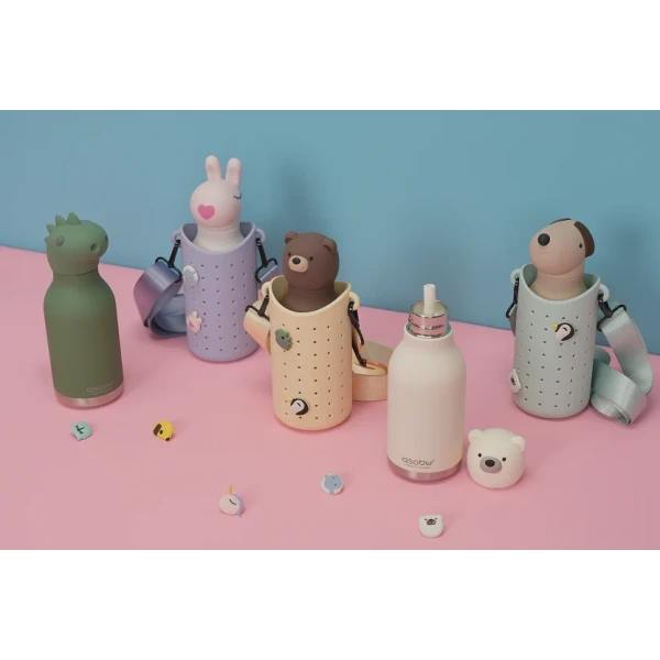 NIEDŹWIEDŹ brązowa butelka termiczna ze słomką 460 ml Bestie Asobu