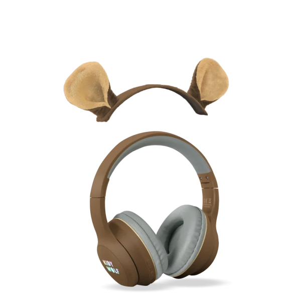 MIŚ brązowe słuchawki Bluetooth z magnetycznymi uszami Kidywolf 4+