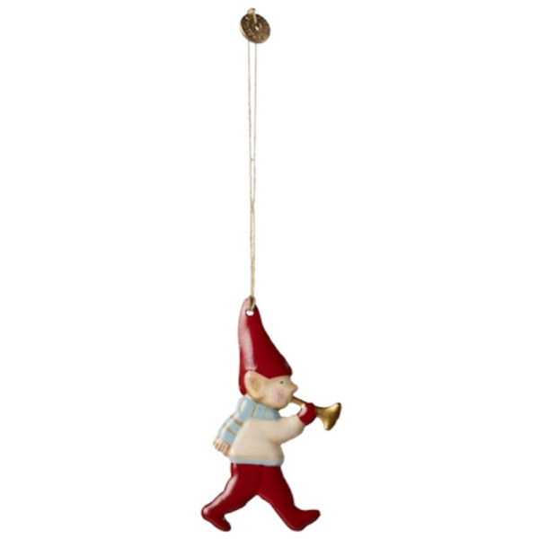 SKRZAT PIXI Z TRĄBKĄ metalowa zawieszka na choinkę ozdoba świąteczna Maileg