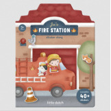 STRAŻ POŻARNA I KARETKA naklejki wielokrotnego użytku 40 szt. Jim & Friends Little Dutch 3+