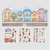 STRAŻ POŻARNA I KARETKA naklejki wielokrotnego użytku 40 szt. Jim & Friends Little Dutch 3+