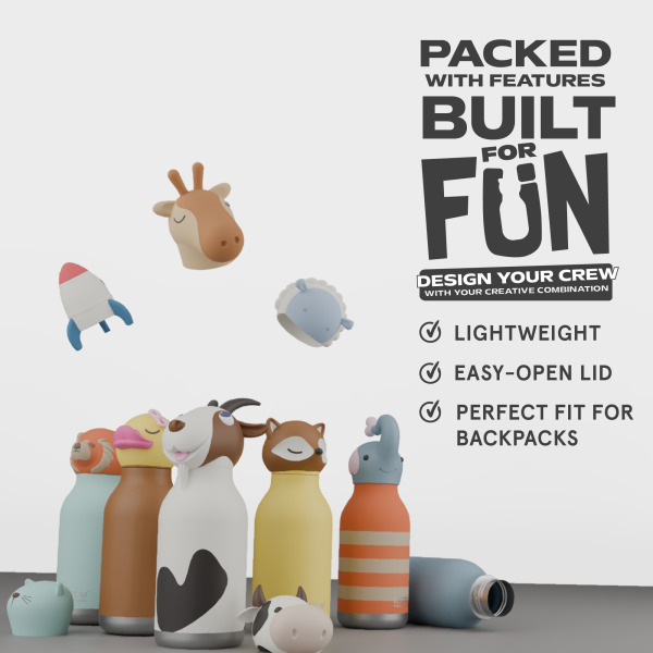 PANDA biało-czarna butelka termiczna ze słomką 460 ml Bestie Asobu