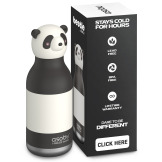 PANDA biało-czarna butelka termiczna ze słomką 460 ml Bestie Asobu