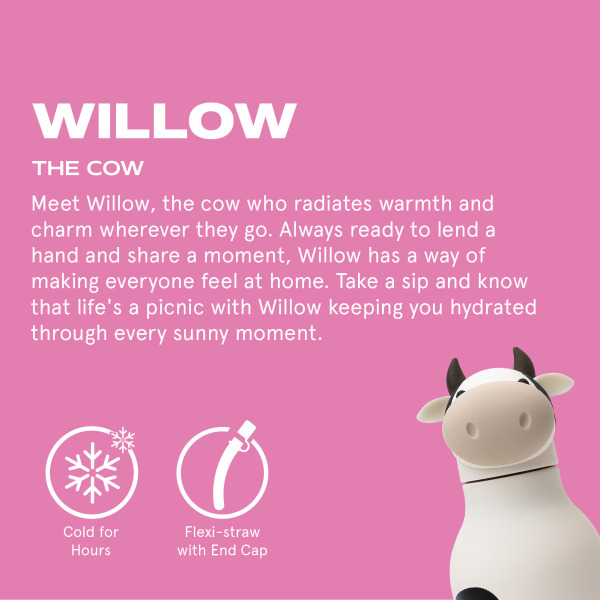 KROWA biało-czarna butelka termiczna ze słomką 460 ml Bestie Asobu