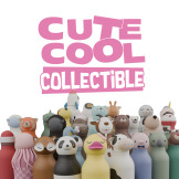 KROWA biało-czarna butelka termiczna ze słomką 460 ml Bestie Asobu