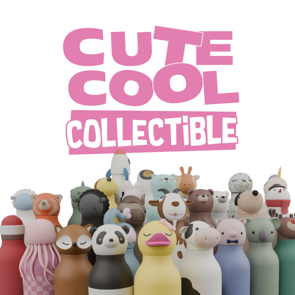 KROWA biało-czarna butelka termiczna ze słomką 460 ml Bestie Asobu