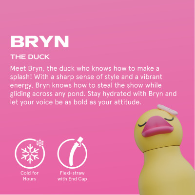 KACZUSZKA żółta butelka termiczna ze słomką 460 ml Bestie Asobu