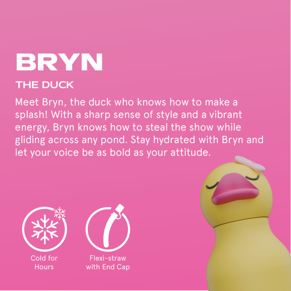 KACZUSZKA żółta butelka termiczna ze słomką 460 ml Bestie Asobu