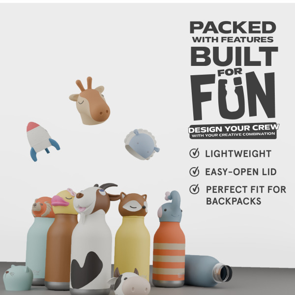 KACZUSZKA żółta butelka termiczna ze słomką 460 ml Bestie Asobu