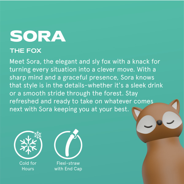 LISEK brązowa butelka termiczna ze słomką 460 ml Bestie Asobu