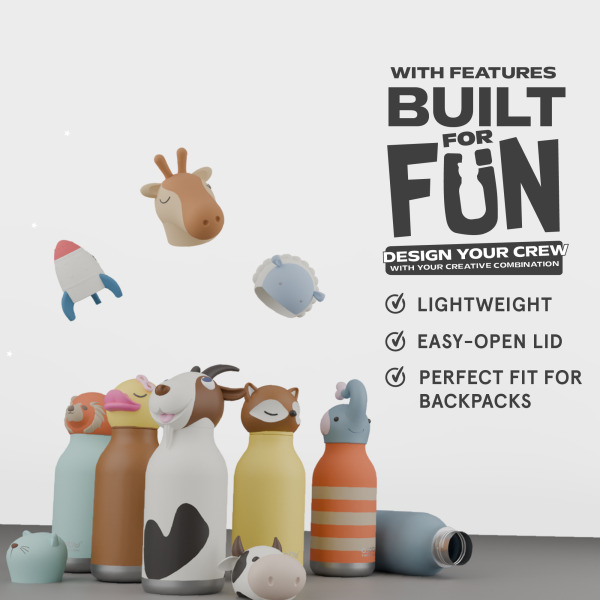 KOALA zielona butelka termiczna ze słomką 460 ml Bestie Asobu