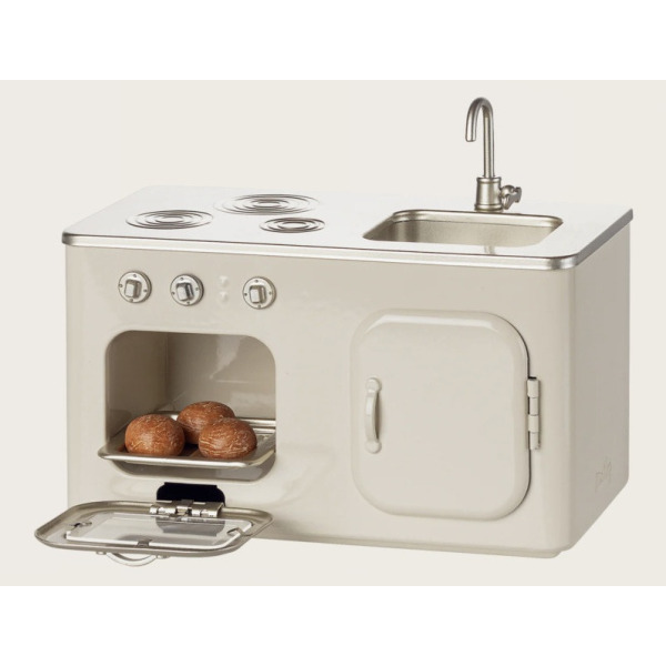 MINIATUROWA KUCHNIA metalowa biała akcesoria dla myszek i lalek Maileg 3+