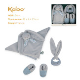 KRÓLICZEK niebiesko-szary zestaw prezentowy 3 w 1 (komforter + gryzak + buciki) kolekcja Lapinoo Kaloo 0+