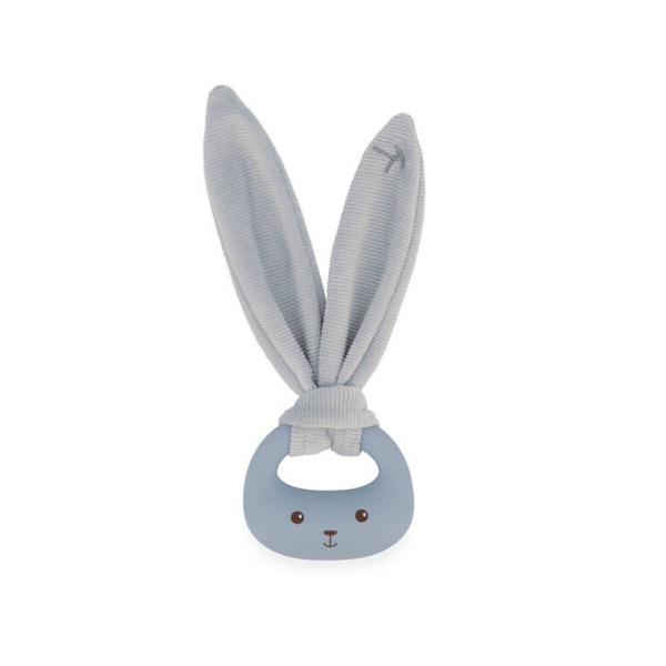 KRÓLICZEK niebiesko-szary zestaw prezentowy 3 w 1 (komforter + gryzak + buciki) kolekcja Lapinoo Kaloo 0+