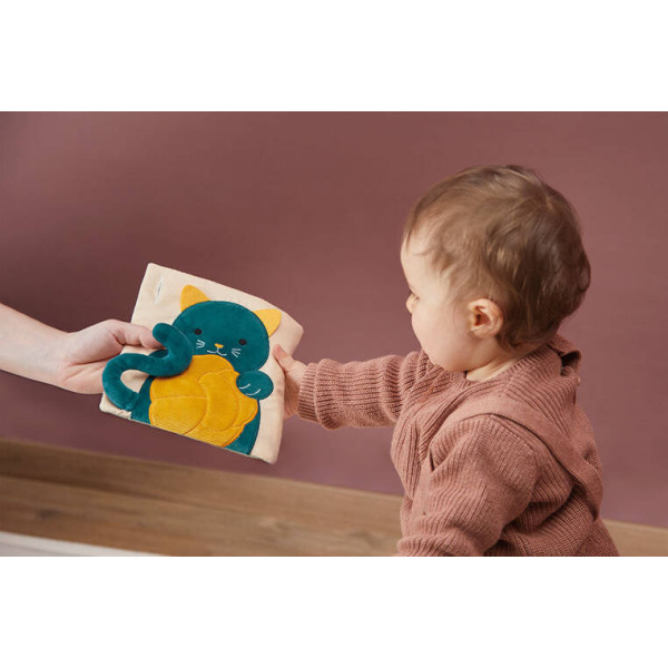 KOTKI karty sensoryczne w formie książeczki z zawieszką miękkie dwustronne 5 szt. Stimuli Kallo 0+