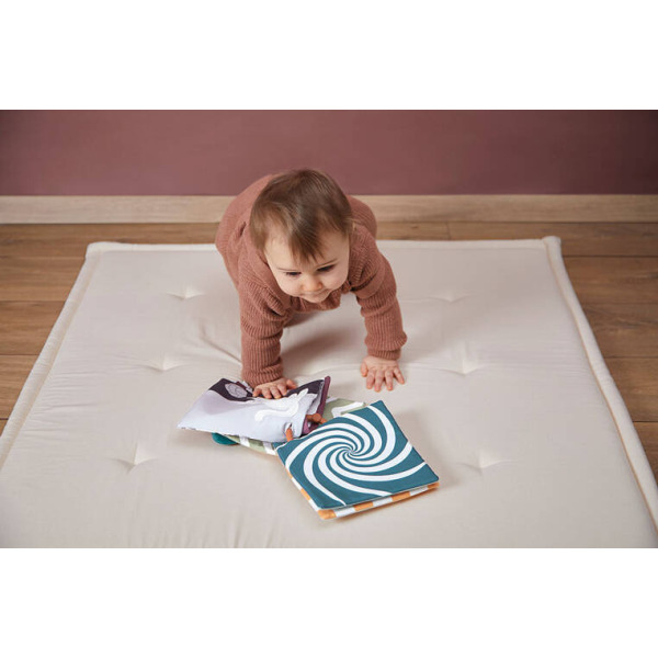 KOTKI karty sensoryczne w formie książeczki z zawieszką miękkie dwustronne 5 szt. Stimuli Kallo 0+