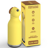 PIESEK żółta butelka termiczna ze słomką 460 ml Bestie Asobu