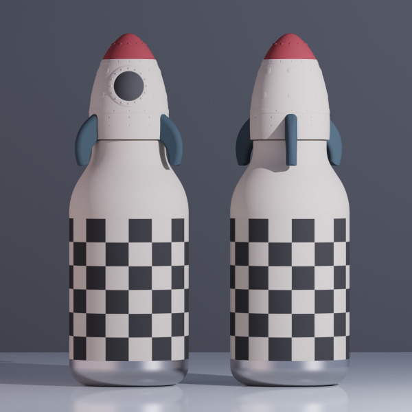 RAKIETA biało-czarna butelka termiczna ze słomką 460 ml Bestie Asobu