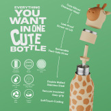 ŻYRAFA pomarańczowa butelka termiczna ze słomką 460 ml Bestie Asobu