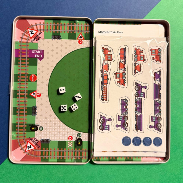 WYŚCIGI POCIĄGÓW podróżna gra magnetyczna The Purple Cow 6+