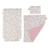 GŁĘBOKI DREWNIANY WÓZEK dla lalek FSC różowy z pościelą Little Dutch 18m+