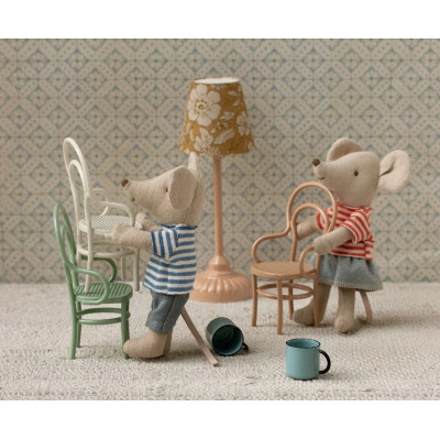 MINIATUROWE KRZESŁO metalowe białe vintage akcesoria dla myszek i lalek Off white Maileg 3+