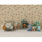 MINIATUROWE ŁÓŻKO Z POŚCIELĄ metalowe miętowe vintage akcesoria dla myszek i lalek Mint Maileg 3+