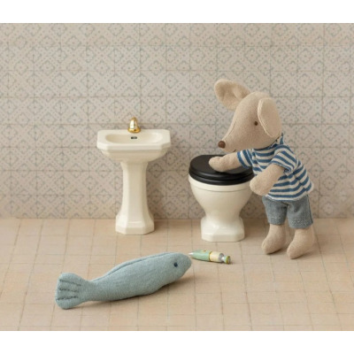 MINIATUROWA UMYWALKA ŁAZIENKOWA metalowa biała vintage akcesoria dla myszek i lalek Off white Maileg 3+