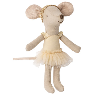 MYSZKA BALETNICA starsza siostra 13 cm przytulanka ze stojakiem w pięknej tubie Maileg 3+