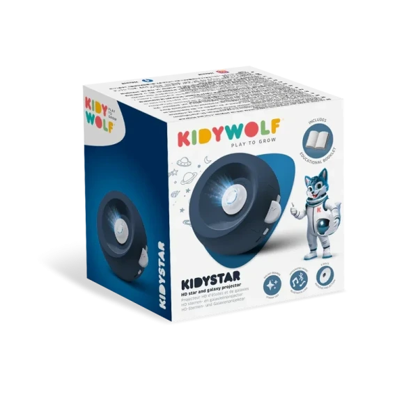 KIDYSTAR kosmos projektor dla dzieci, który zamienia pokój w magiczną przestrzeń Kidywolf 3+
