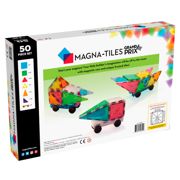 GRAND PRIX klocki magnetyczne zestaw 50 el. autka Magna-Tiles 3+