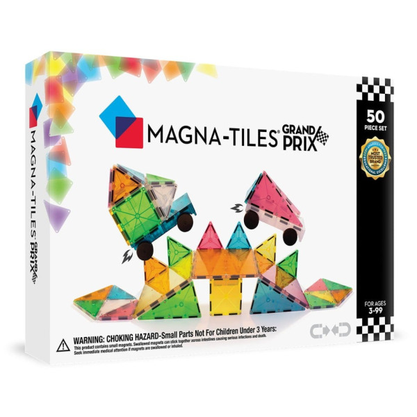 GRAND PRIX klocki magnetyczne zestaw 50 el. autka Magna-Tiles 3+