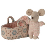 MYSZKA DZIDZIUŚ niemowlę siostrzyczka w nosidełku 6 cm Baby mouse Rose Maileg 3+