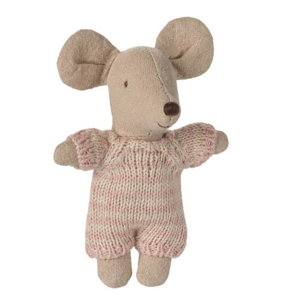 MYSZKA DZIDZIUŚ niemowlę siostrzyczka w nosidełku 6 cm Baby mouse Rose Maileg 3+