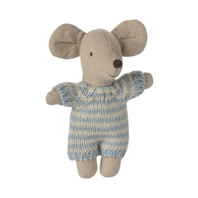 MYSZKA DZIDZIUŚ niemowlę braciszek w nosidełku 6 cm Baby mouse Blue Maileg 3+