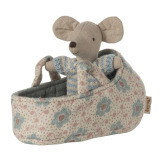 MYSZKA DZIDZIUŚ niemowlę braciszek w nosidełku 6 cm Baby mouse Blue Maileg 3+