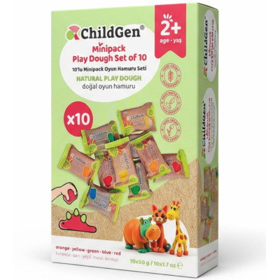 NATURALNA CIASTOLINA W SASZETKACH re-fill 10 szt. x 50g wegańska Play Dough ChildGen 2+