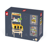 DREWNIANY SKLEP duży straganik warzywniak z akcesoriami i kasą Farma Janod 3+