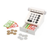 DREWNIANY SKLEP duży straganik warzywniak z akcesoriami i kasą Farma Janod 3+